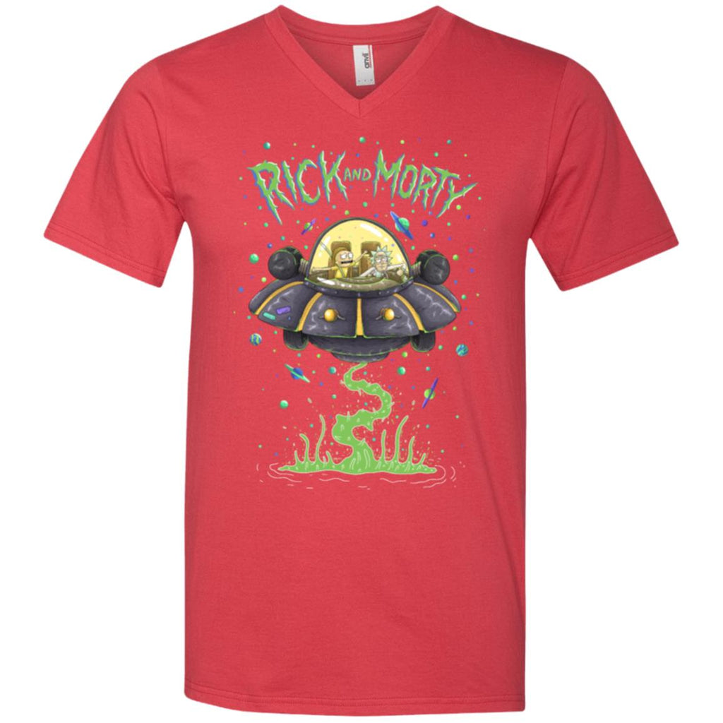 Rick And Morty Spaceship Illustration Men V-Neck T-Shirt