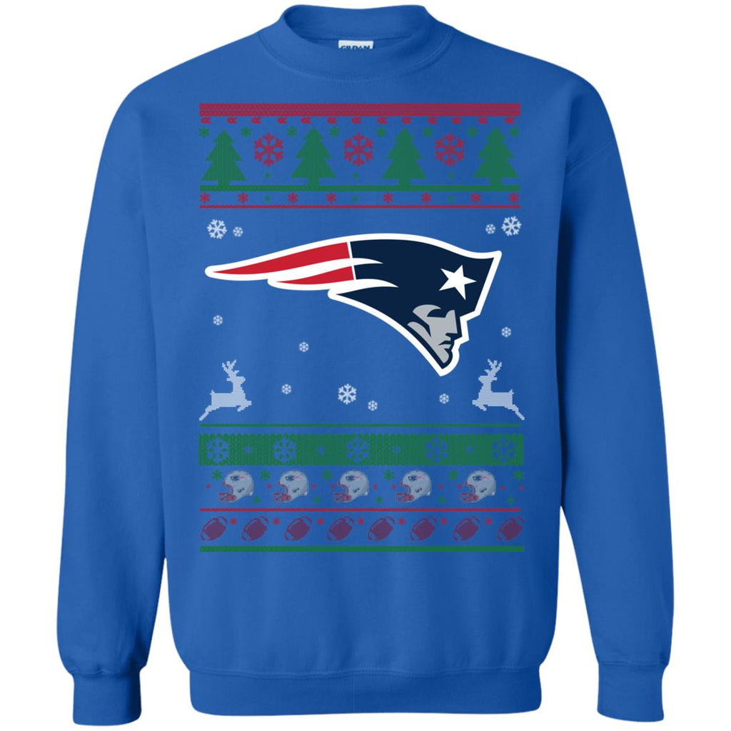 New England Patriots Logo Football Teams Ugly Christmas Sweater Unisex Crewneck Pullover Sweatshirt