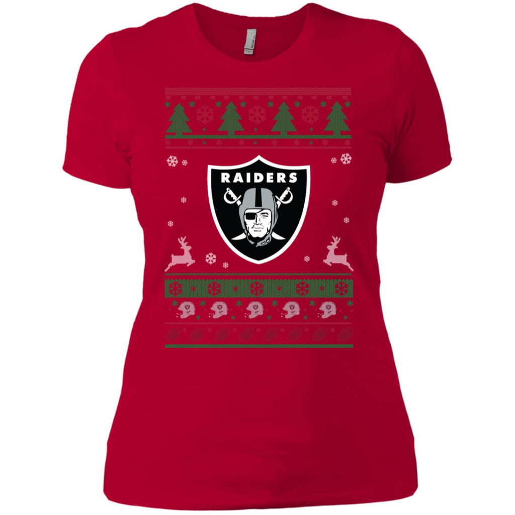Oakland Raiders Logo Football Teams Ugly Christmas Sweater Women T-Shirt