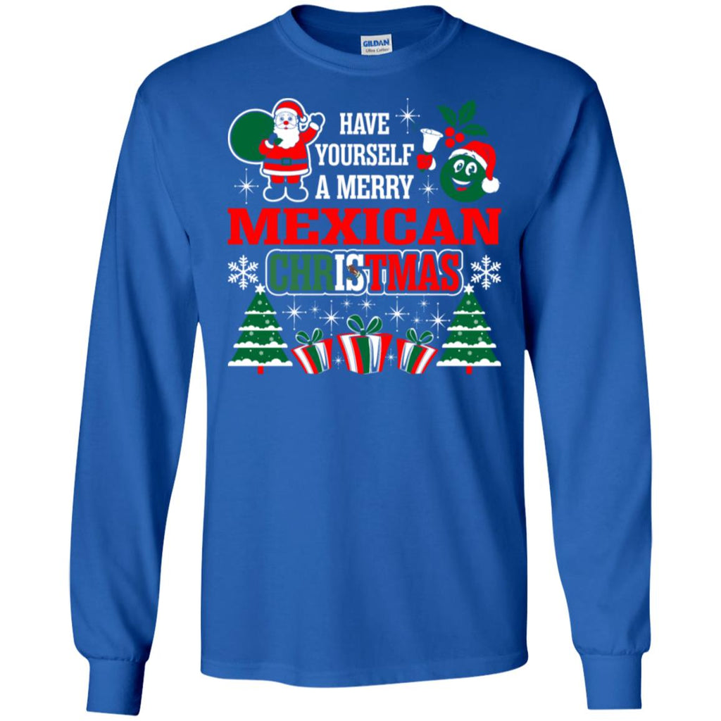 Have Yourself A Merry Mexican Christmas Men Long SLeeve Shirt