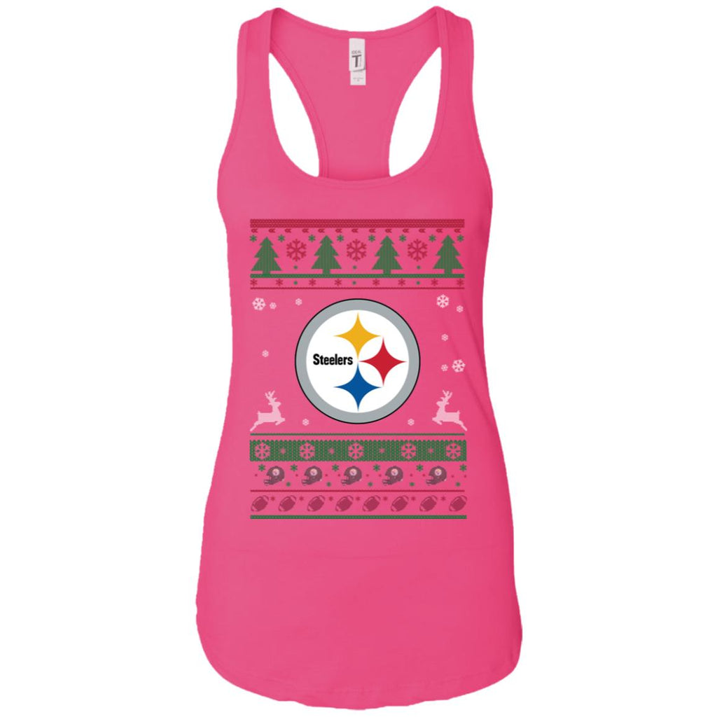 Pittsburgh Steelers Logo Football Teams Ugly Christmas Sweater Women Tank