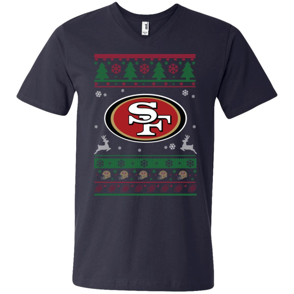 San Francisco 49ers Logo Football Teams Ugly Christmas Sweater Men V-Neck T-Shirt