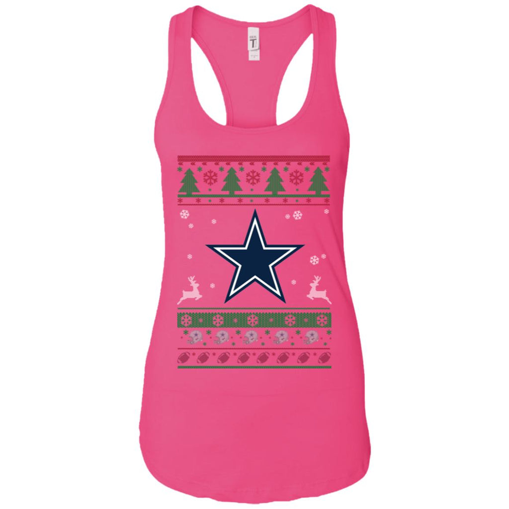 Dallas Cowboys Logo Football Teams Ugly Christmas Sweater Women Tank