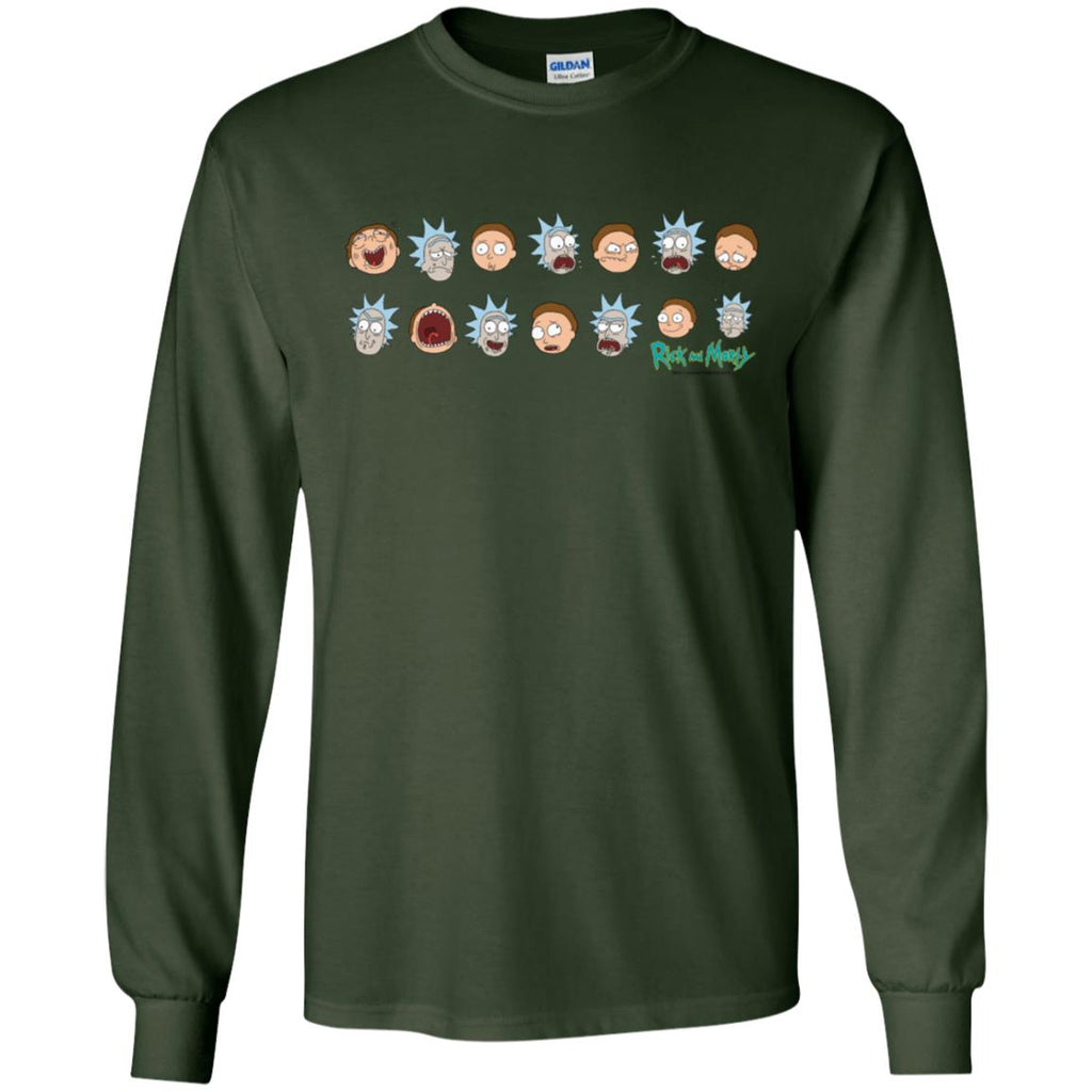 Rick And Morty Expressions Men Long SLeeve Shirt