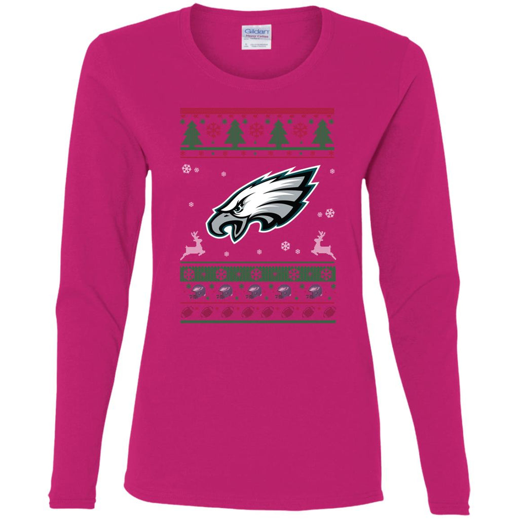 Philadelphia Eagles Logo Football Teams Ugly Christmas Sweater Women Long Sleeve Shirt