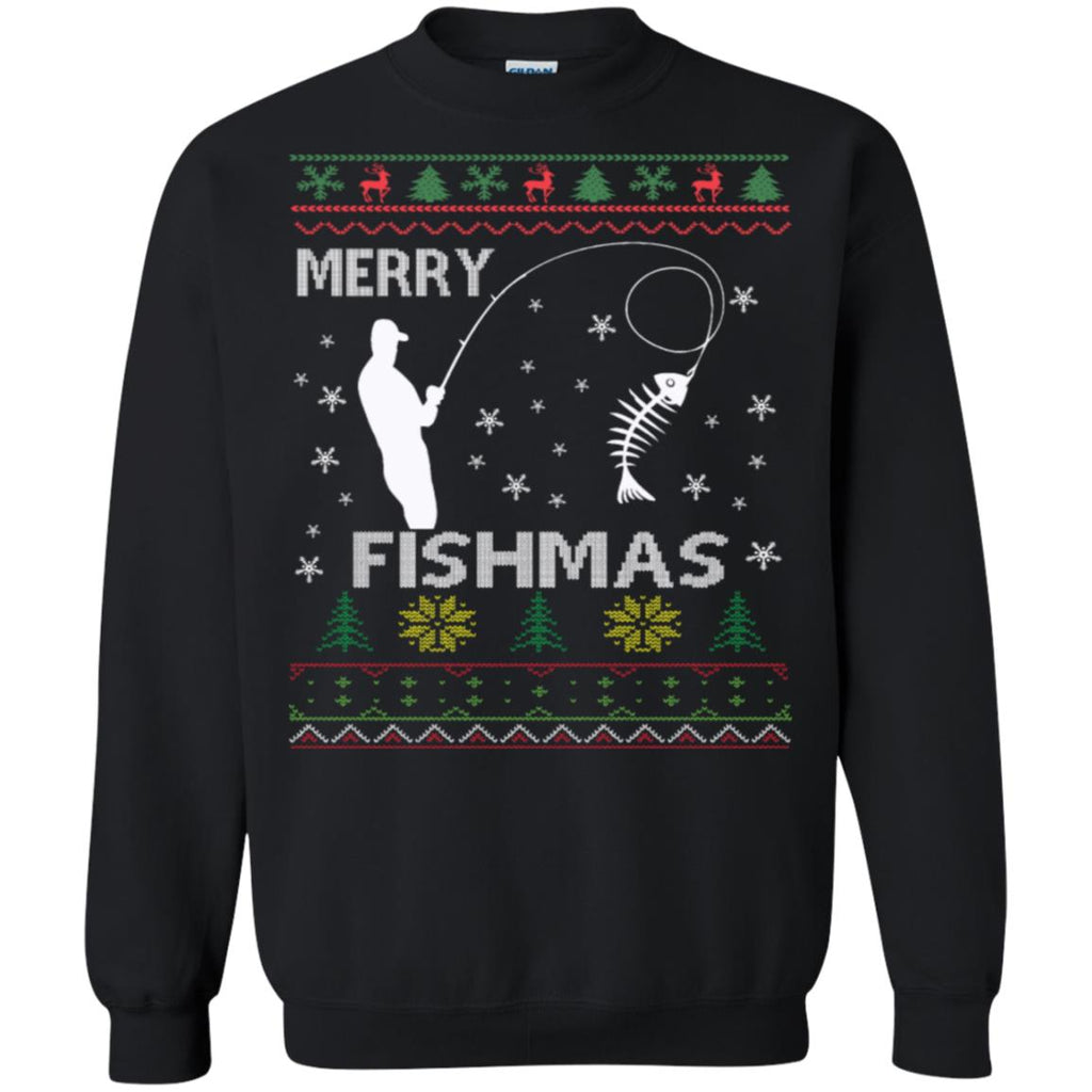 Merry Fishmas Ugly Christmas Unisex Crewneck Pullover Sweatshirt