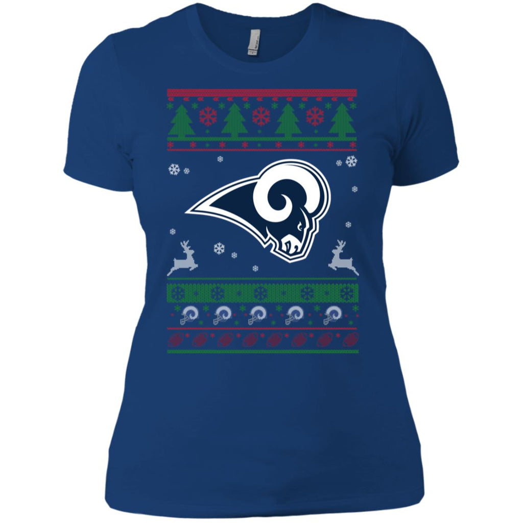 Los Angeles Rams Logo Football Teams Ugly Christmas Sweater Women T-Shirt
