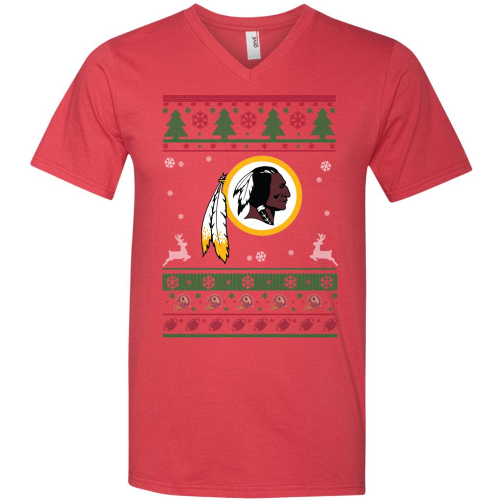 Washington Redskins Logo Football Teams Ugly Christmas Sweater Men V-Neck T-Shirt