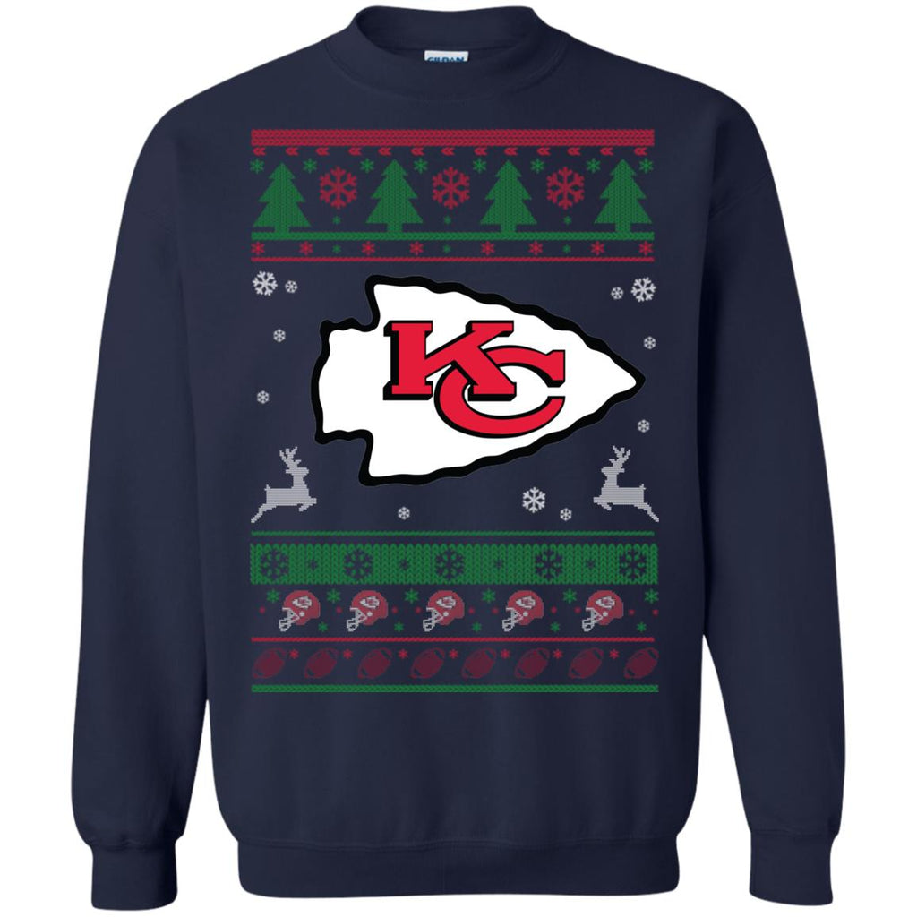 Kansas City Chiefs Logo Football Teams Ugly Christmas Sweater Unisex Crewneck Pullover Sweatshirt