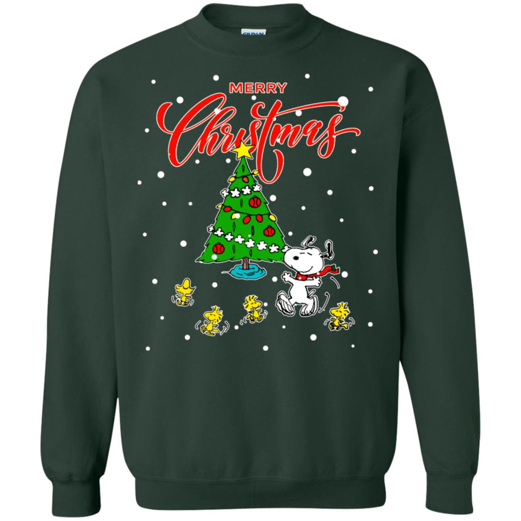 Peanuts-snoopy Christmas Tree Unisex Crewneck Pullover Sweatshirt