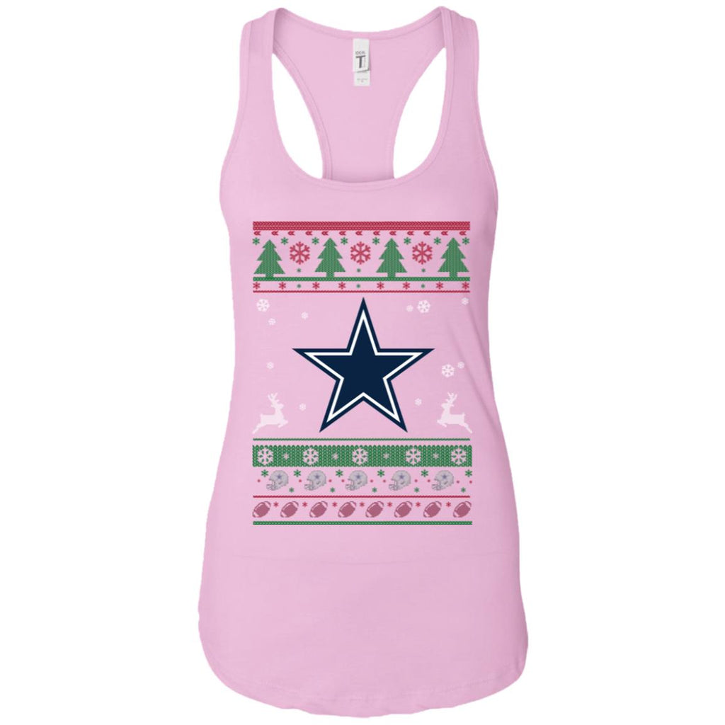 Dallas Cowboys Logo Football Teams Ugly Christmas Sweater Women Tank