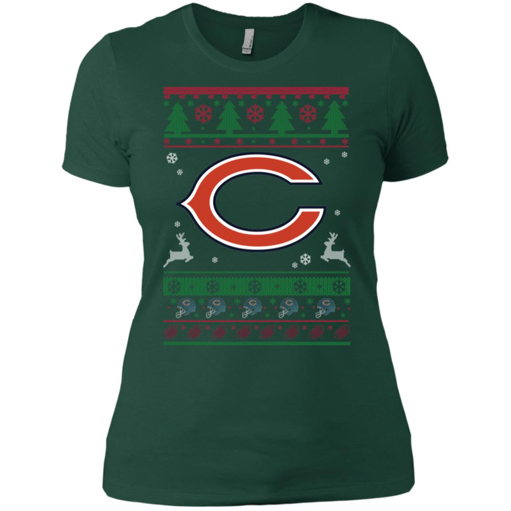 Chicago Bears Logo Football Teams Ugly Christmas Sweater Women T-Shirt