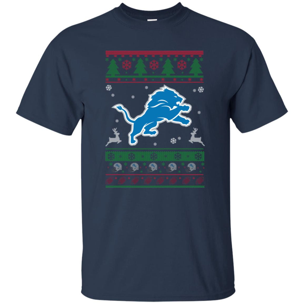 Detroit Lions Logo Football Teams Ugly Christmas Sweater Men T-Shirt