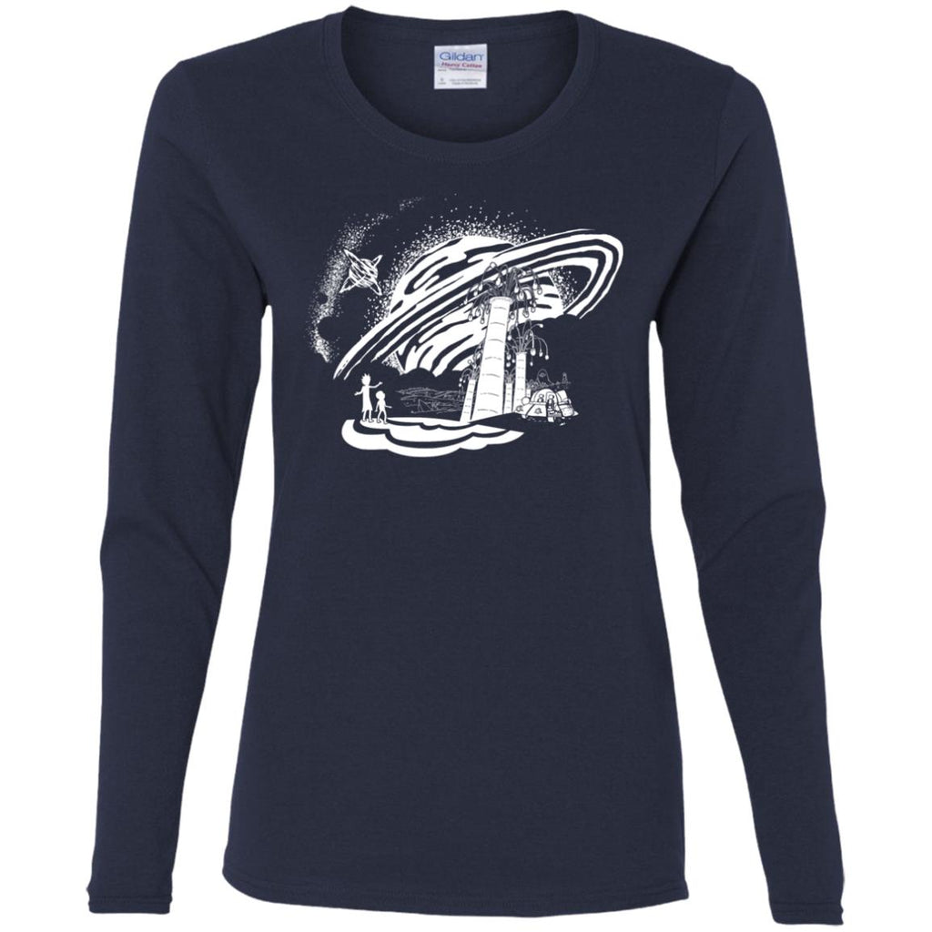 Rick And Morty Dimension 35-c Black And White Women Long Sleeve Shirt