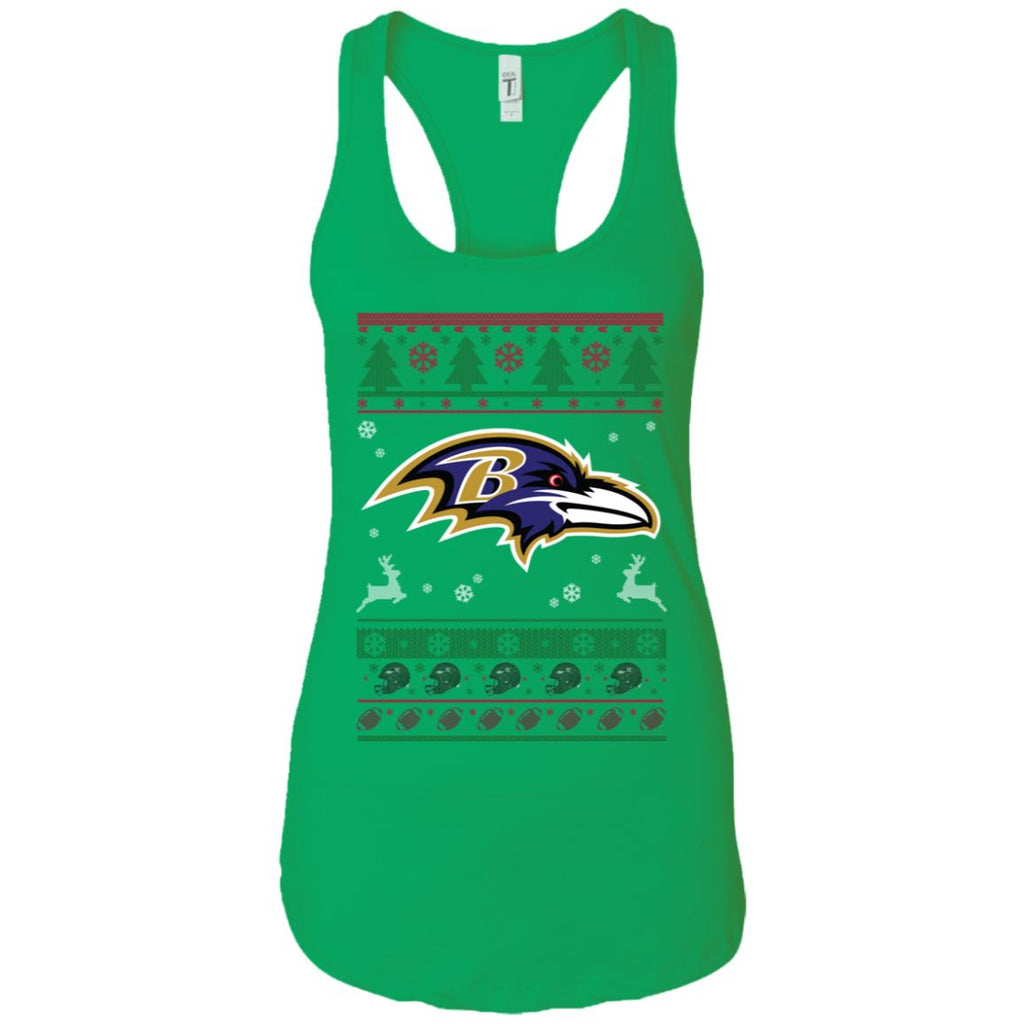 Baltimore Ravens Logo Football Teams Ugly Christmas Sweater Women Tank