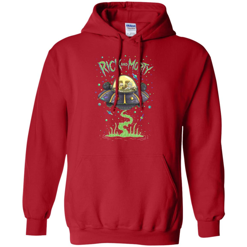 Rick And Morty Spaceship Illustration Men Pullover Hoodie