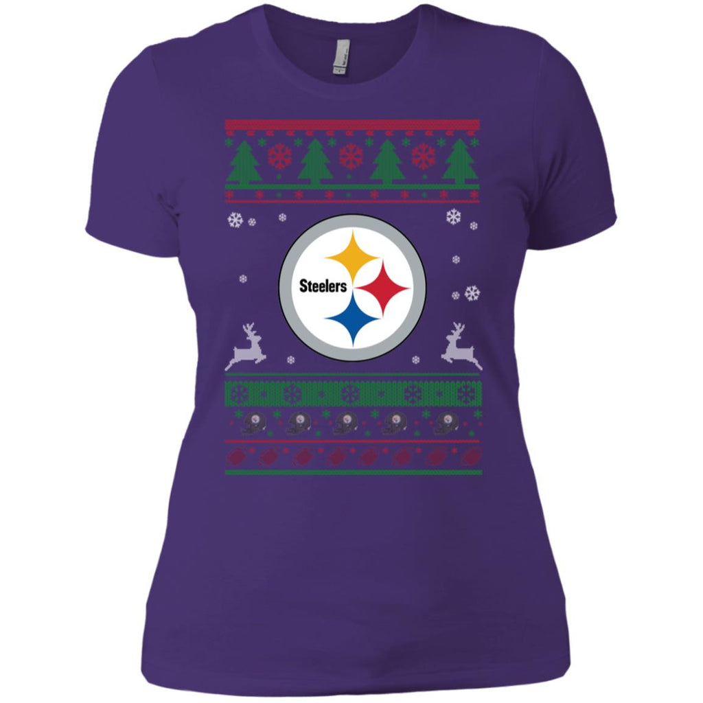 Pittsburgh Steelers Logo Football Teams Ugly Christmas Sweater Women T-Shirt
