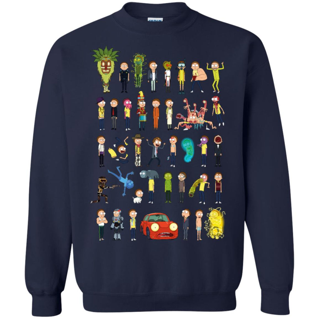 Ricky And Morty The Many Morty's Unisex Crewneck Pullover Sweatshirt
