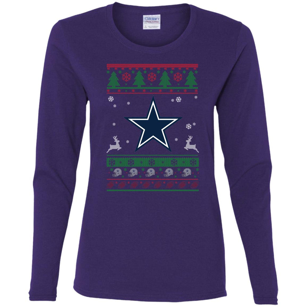 Dallas Cowboys Logo Football Teams Ugly Christmas Sweater Women Long Sleeve Shirt