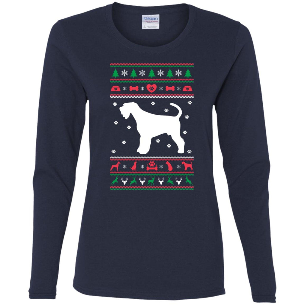 Christmas Airedale Dog Women Long Sleeve Shirt