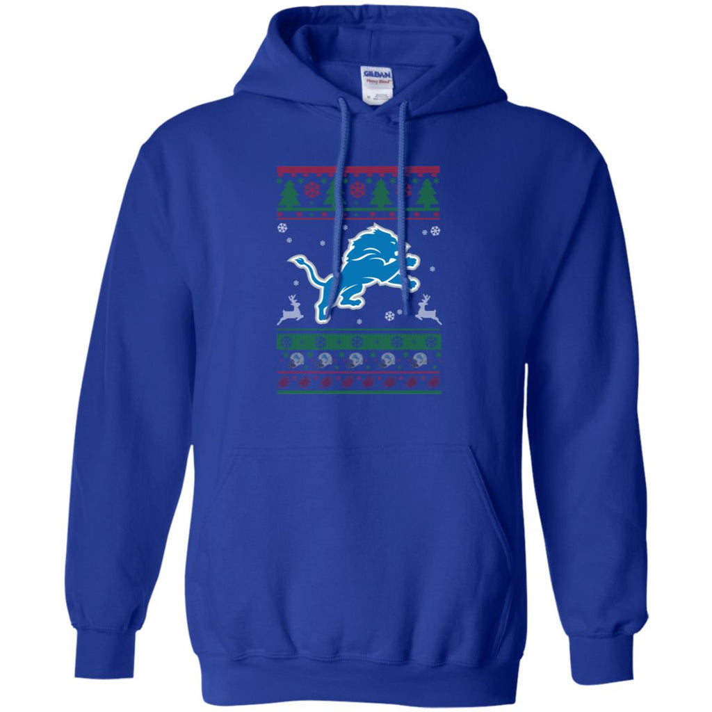 Detroit Lions Logo Football Teams Ugly Christmas Sweater Men Pullover Hoodie