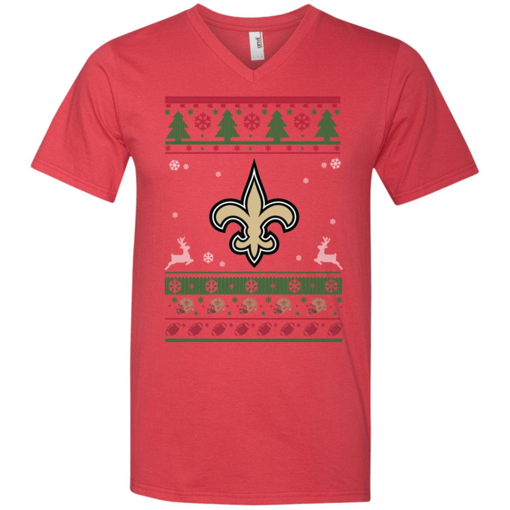New Orleans Saints Logo Football Teams Ugly Christmas Sweater Men V-Neck T-Shirt
