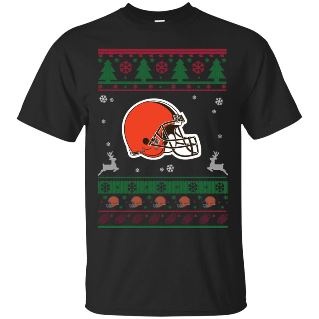 Cleveland Browns Logo Football Teams Ugly Christmas Sweater Men T-Shirt