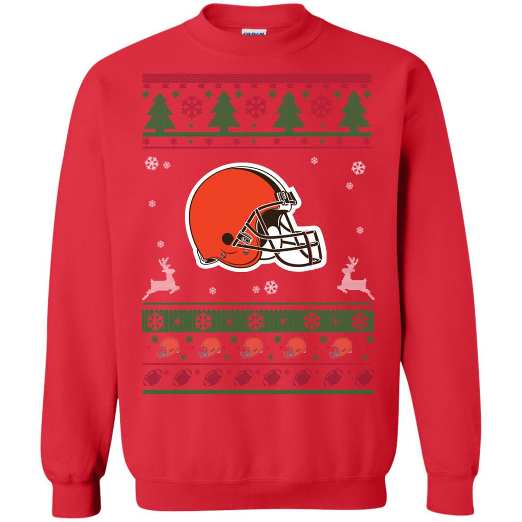 Cleveland Browns Logo Football Teams Ugly Christmas Sweater Unisex Crewneck Pullover Sweatshirt