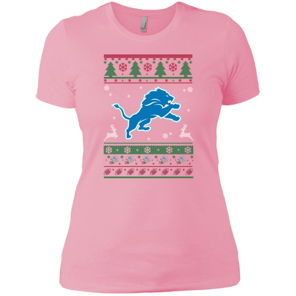 Detroit Lions Logo Football Teams Ugly Christmas Sweater Women T-Shirt