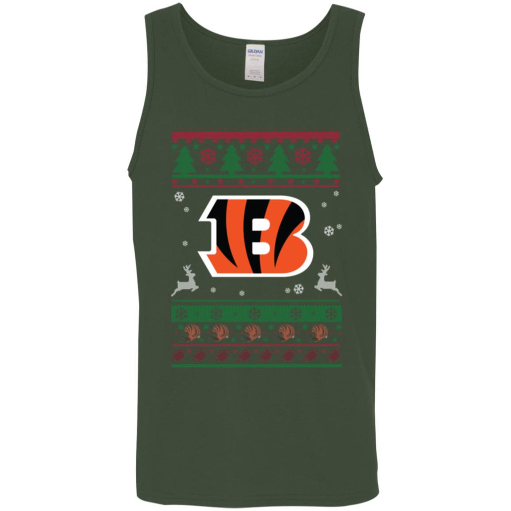 Cincinnati Bengals Logo Football Teams Ugly Christmas Sweater Men Tank Top