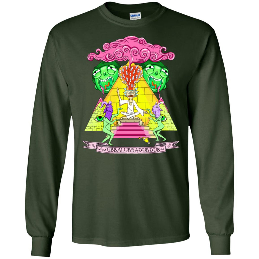 Rick And Morty Pyramid With Catchphrase Men Long SLeeve Shirt