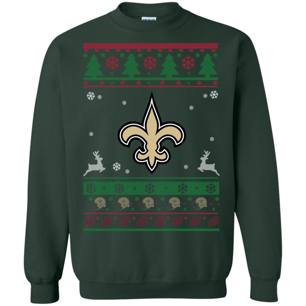 New Orleans Saints Logo Football Teams Ugly Christmas Sweater Unisex Crewneck Pullover Sweatshirt