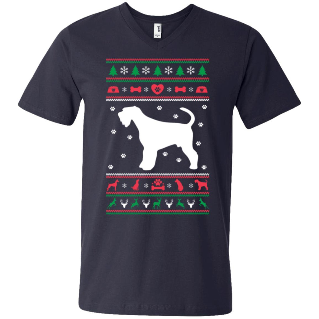 Christmas Airedale Dog Men V-Neck T-Shirt
