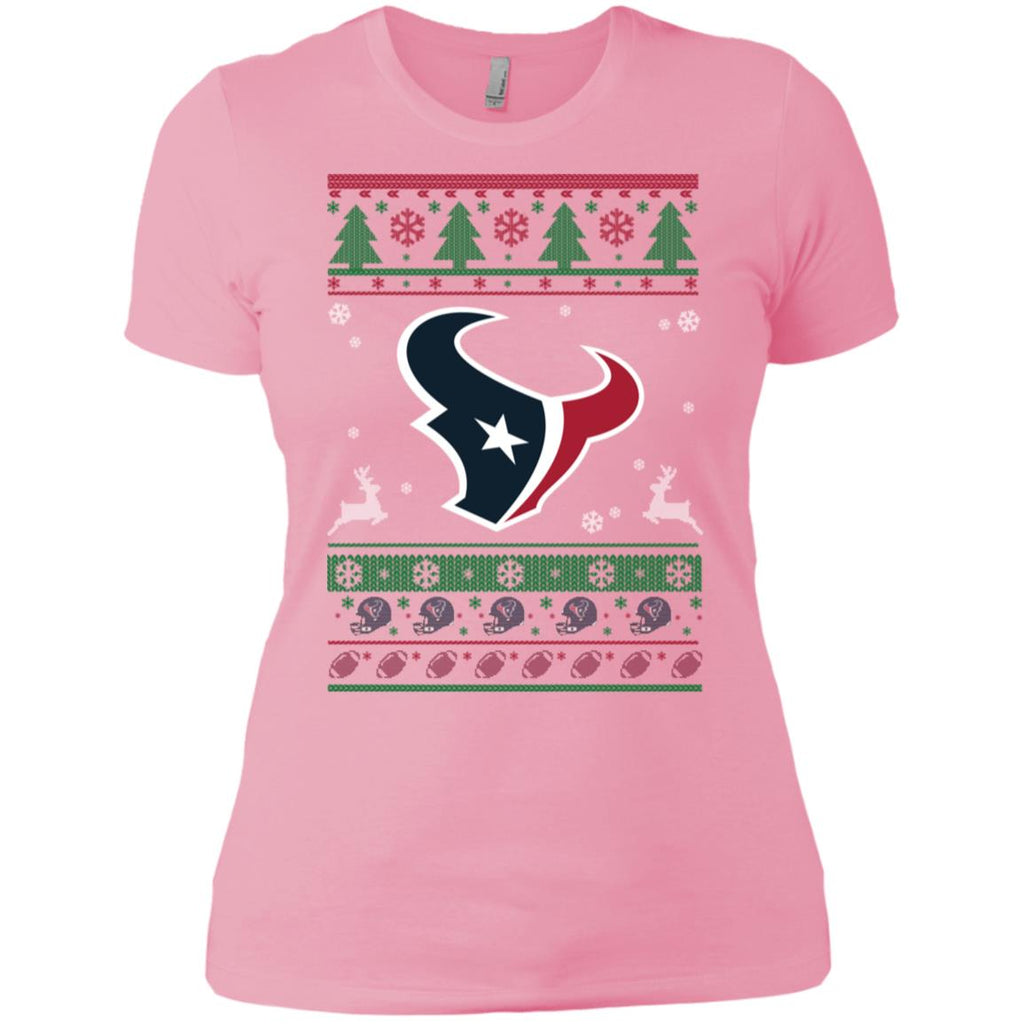 Houston Texans Logo Football Teams Ugly Christmas Sweater Women T-Shirt