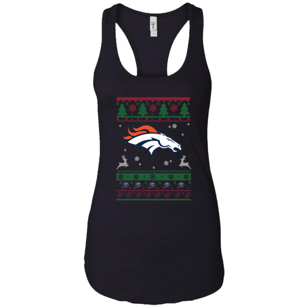 Denver Broncos Logo Football Teams Ugly Christmas Sweater Women Tank