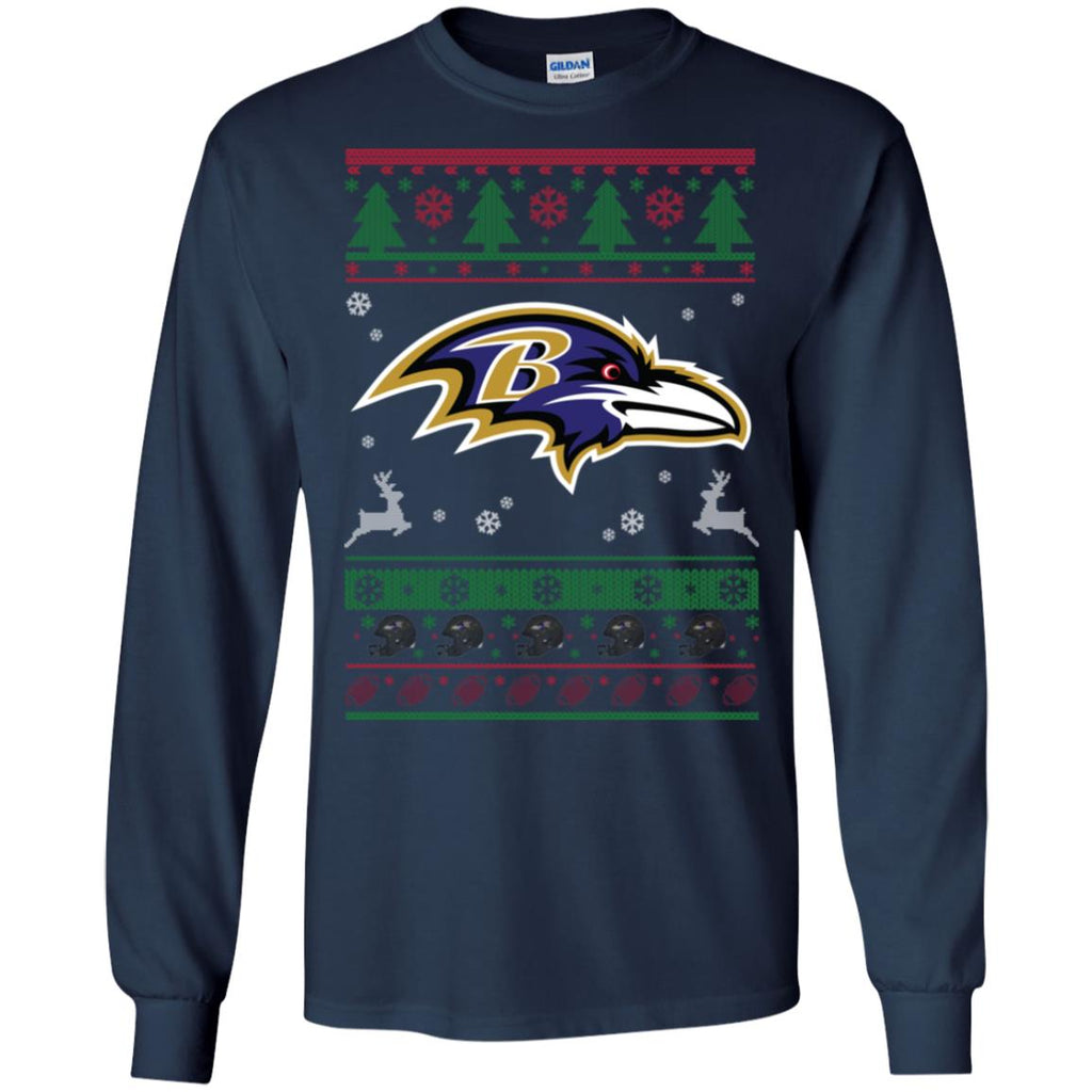 Baltimore Ravens Logo Football Teams Ugly Christmas Sweater Men Long SLeeve Shirt