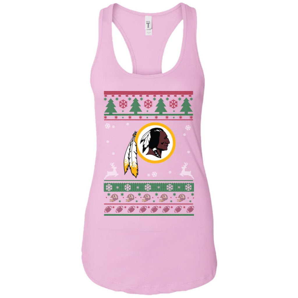 Washington Redskins Logo Football Teams Ugly Christmas Sweater Women Tank