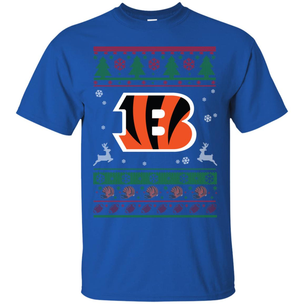 Cincinnati Bengals Logo Football Teams Ugly Christmas Sweater Men T-Shirt