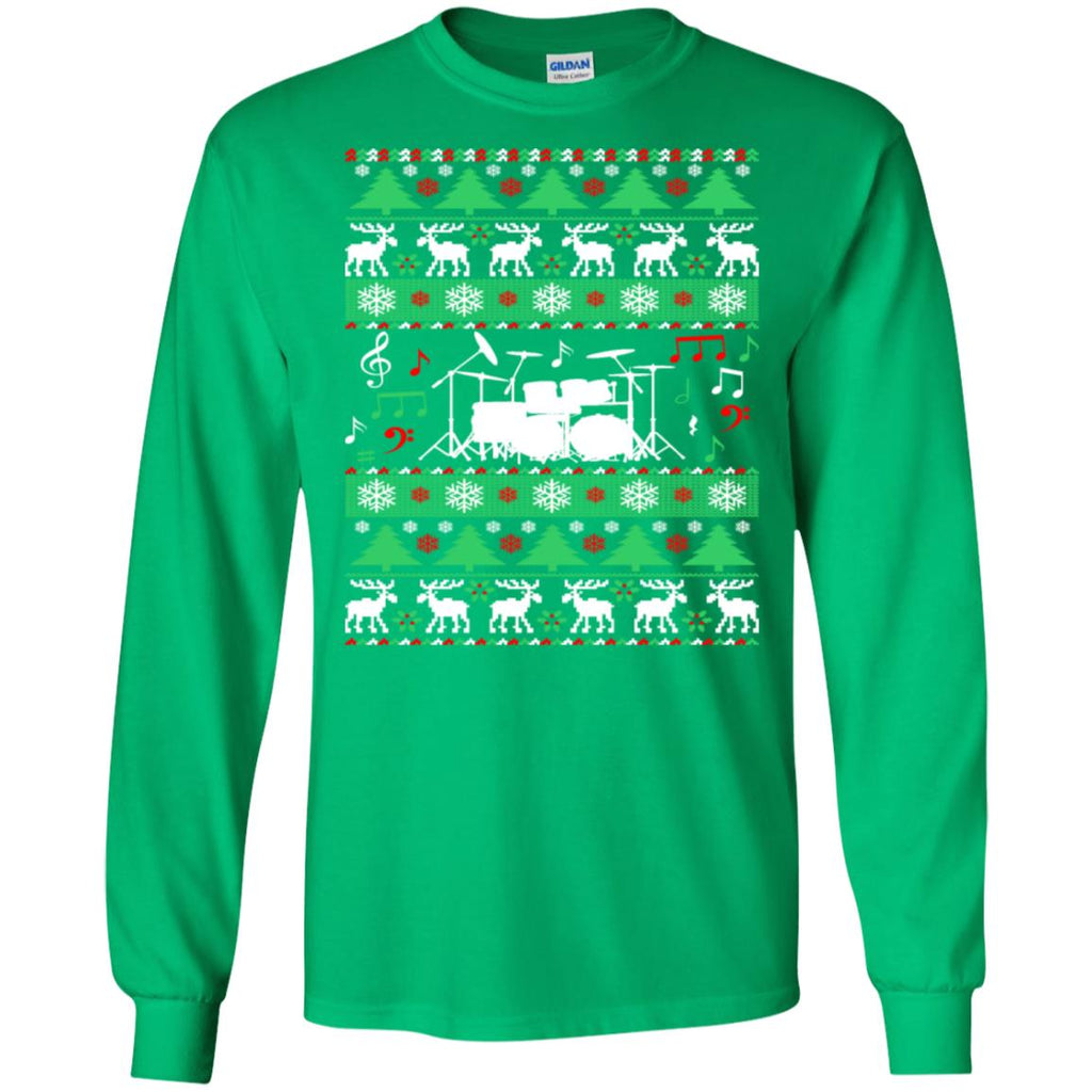Drums Drummer Ugly Christmas Men Long SLeeve Shirt