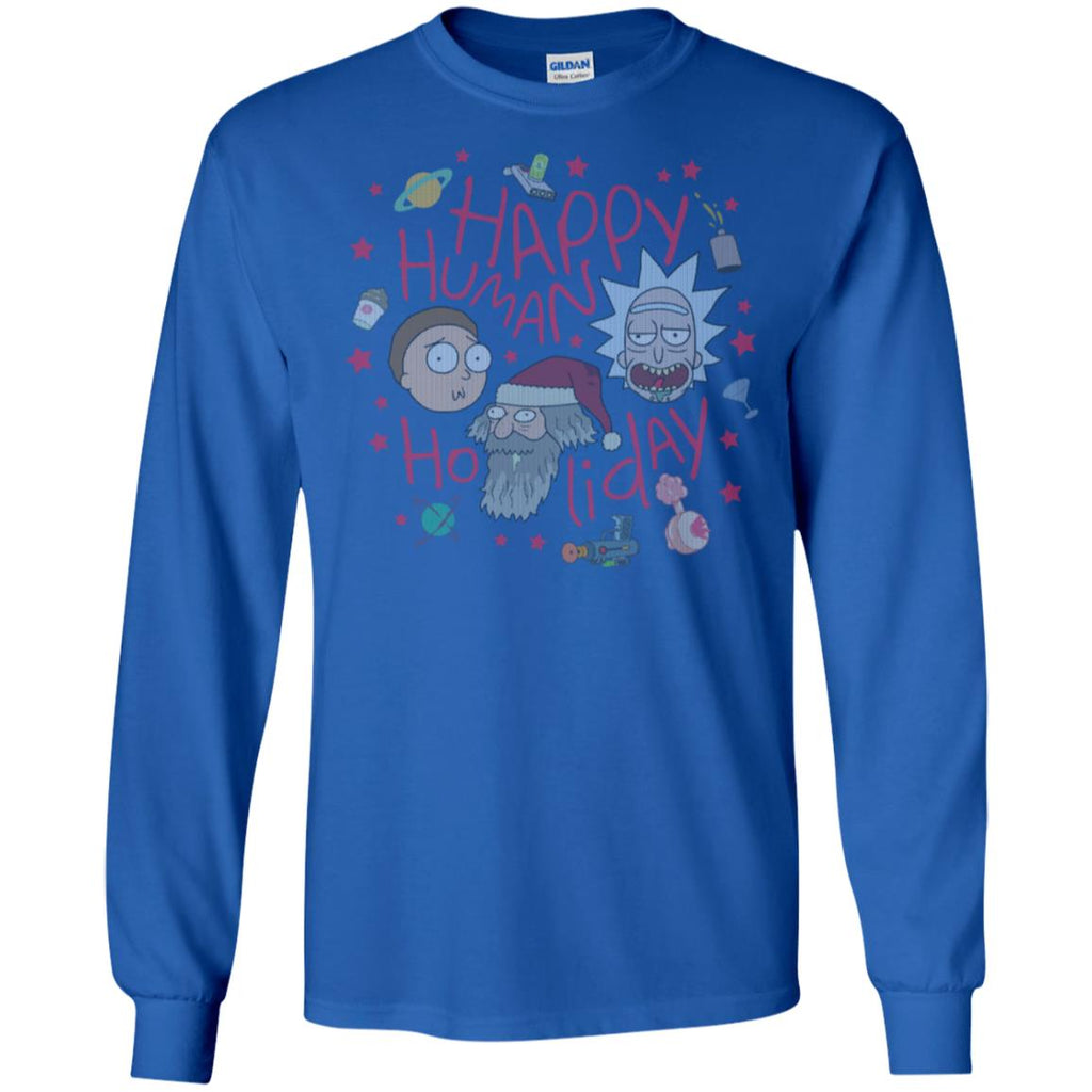 Rick And Morty Happy Human Holiday Jumper Men Long SLeeve Shirt