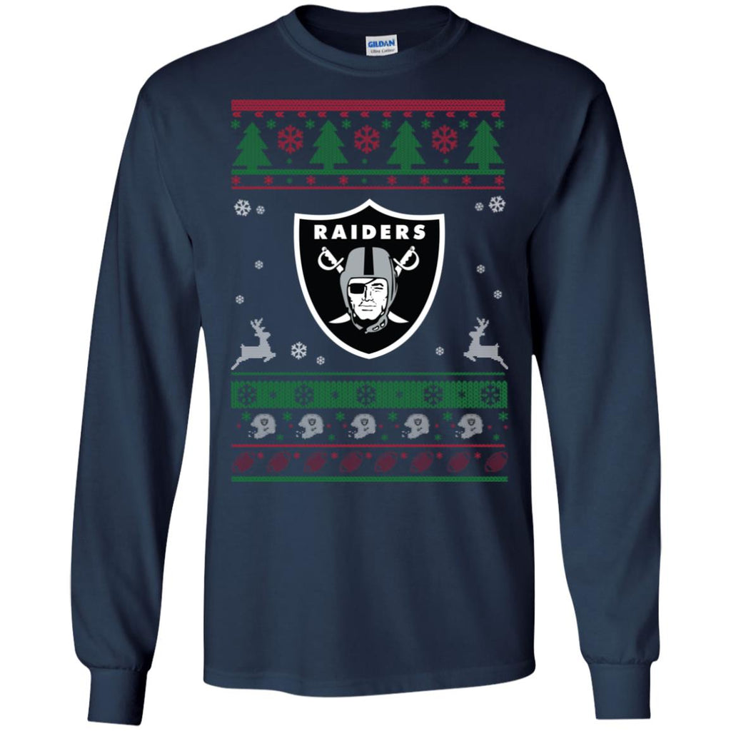Oakland Raiders Logo Football Teams Ugly Christmas Sweater Men Long SLeeve Shirt