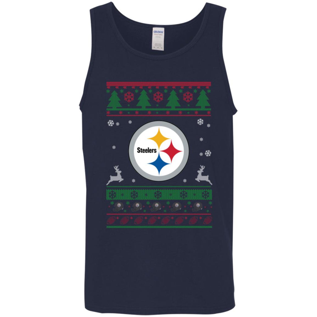 Pittsburgh Steelers Logo Football Teams Ugly Christmas Sweater Men Tank Top