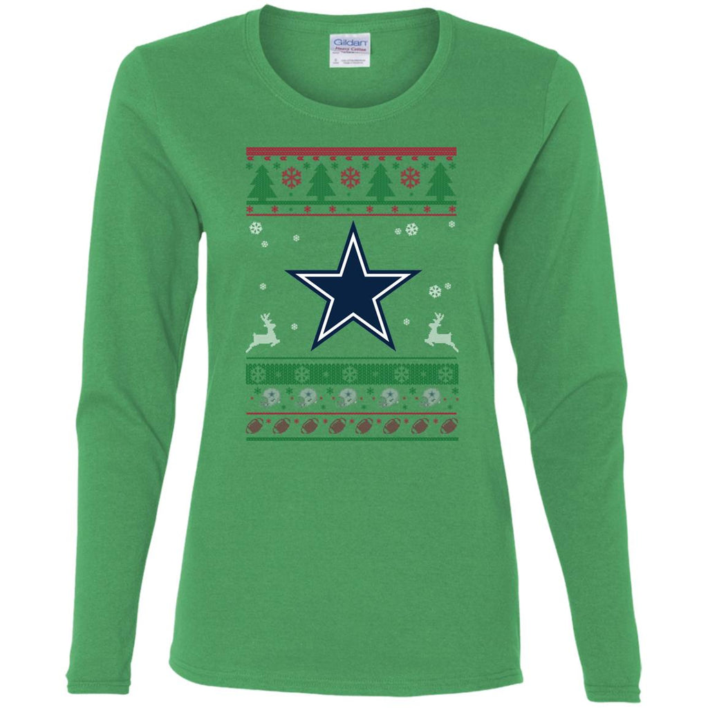 Dallas Cowboys Logo Football Teams Ugly Christmas Sweater Women Long Sleeve Shirt