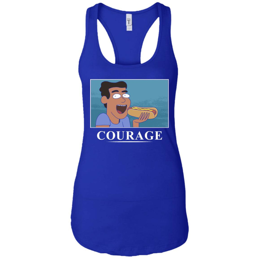 Rick And Morty Courage Is Eating A Hot Dog Women Tank