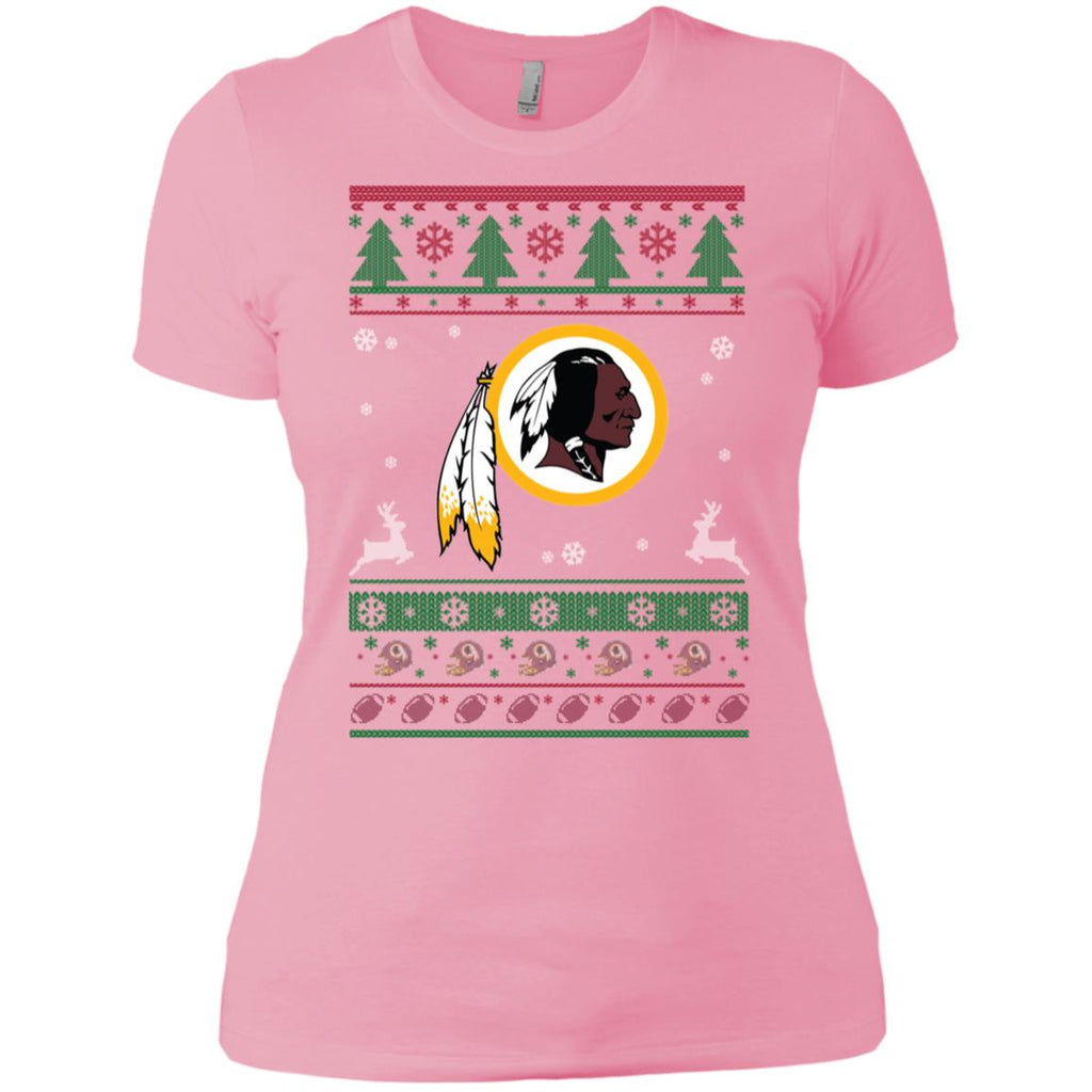 Washington Redskins Logo Football Teams Ugly Christmas Sweater Women T-Shirt