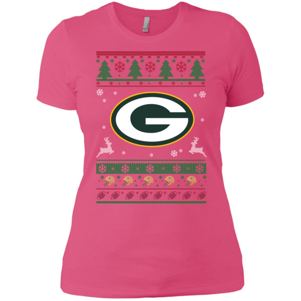 Green Bay Packers Logo Football Teams Ugly Christmas Sweater Women T-Shirt
