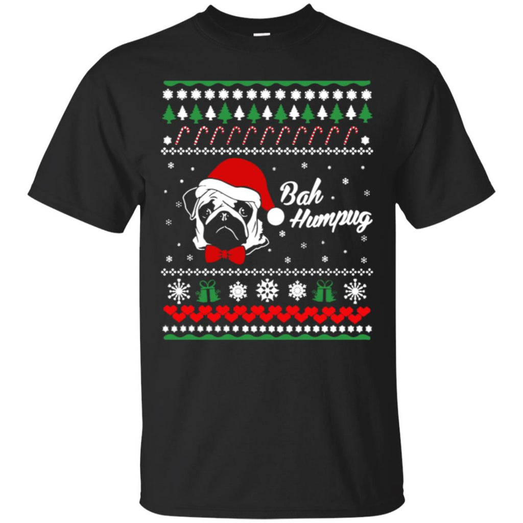 Bah Hum Pug Dog Christmas Men T-Shirt