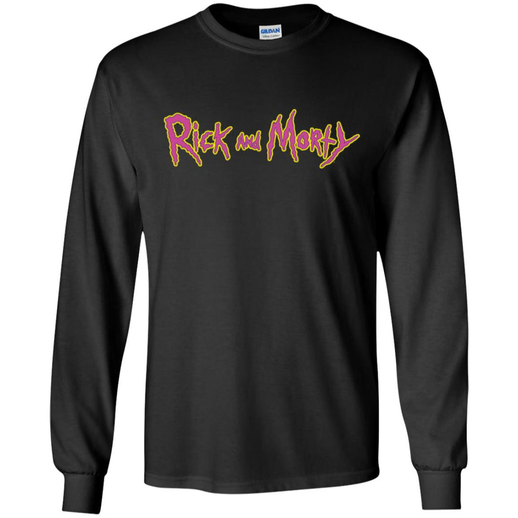 Rick And Morty Title Typography Shirt Men Long SLeeve Shirt