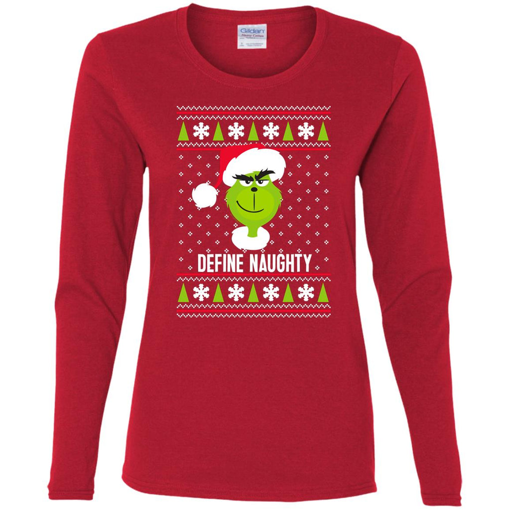 Dr. Seuss The Grinch Naughty Grinch Christmas Sweatshirt Women Long Sleeve Shirt
