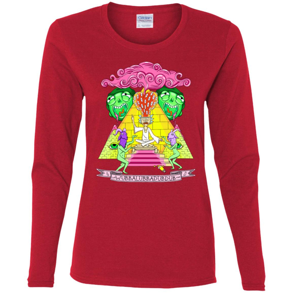 Rick And Morty Pyramid With Catchphrase Women Long Sleeve Shirt